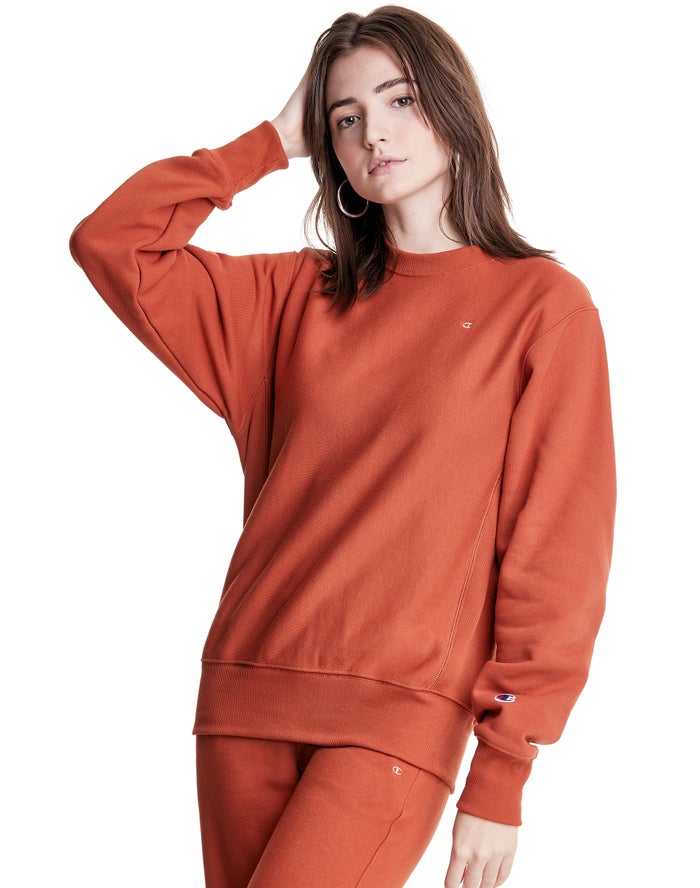 Champion Dame Sweatshirt Koral - Reverse Weave Boyfriend Crew - Danmark VIP-860241